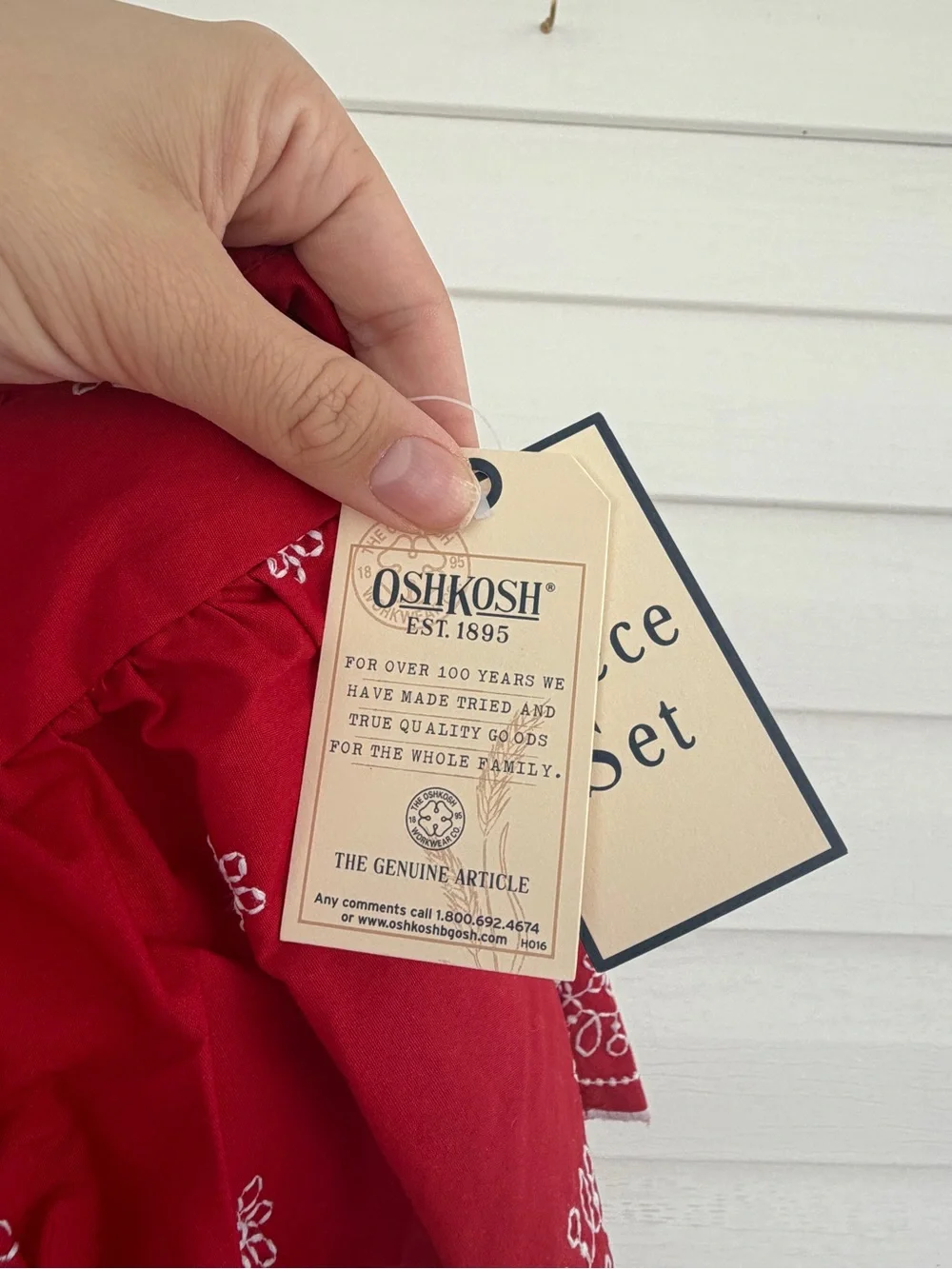 Vintage OshKosh B'gosh Cotton Dress & Bloomers Set NWT Red Embroidered Details